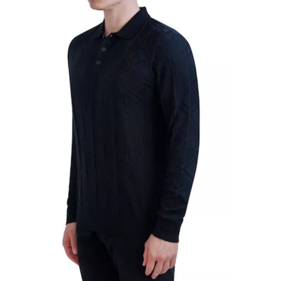 Karl Lagerfeld Paris Men's Embossed Sweater Polo Black Size XXL